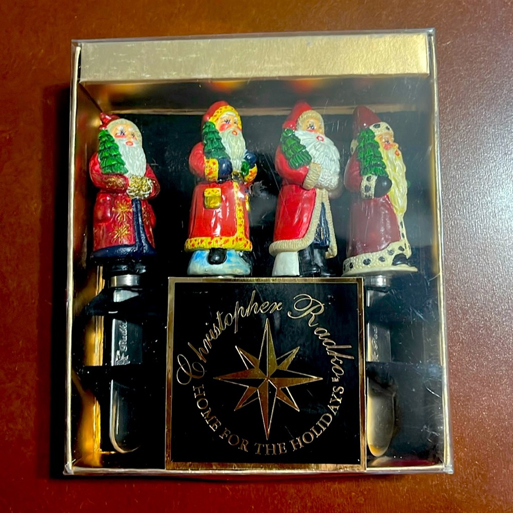 Christopher Radko Hand Painted “Home For The Holidays” Santa Cheese Pate Knives